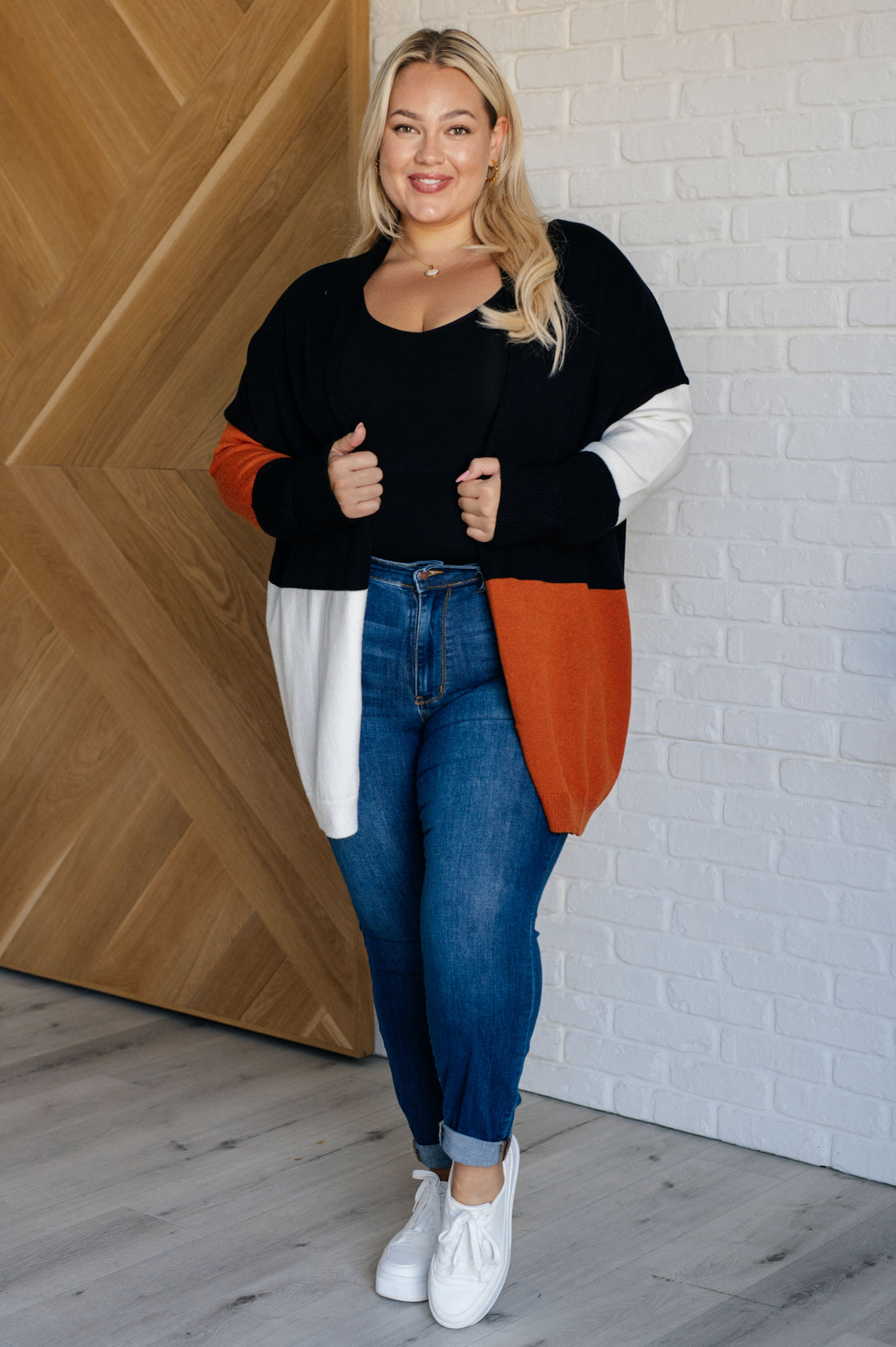 Writer's Block Color Block Open Front Cardigan - Lavish Fix