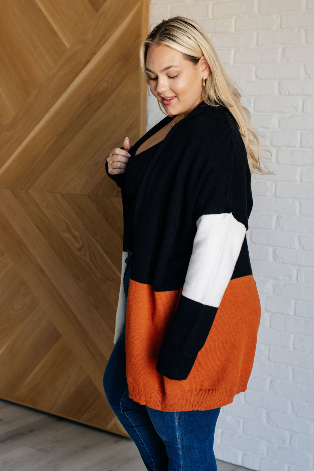 Writer's Block Color Block Open Front Cardigan - Lavish Fix