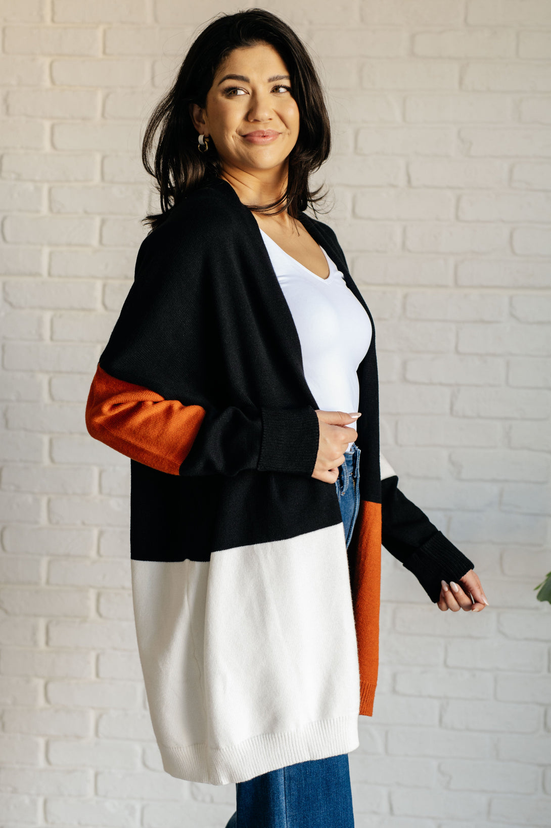 Writer's Block Color Block Open Front Cardigan - Lavish Fix