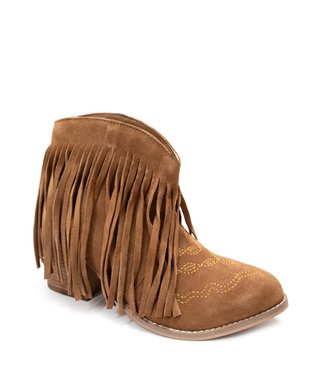 Amos Fringe Ankle Bootie in Tan Suede - Lavish Fix