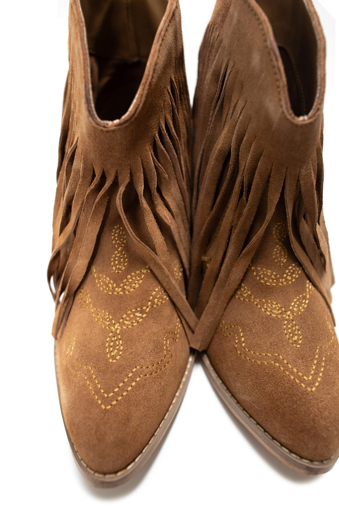 Amos Fringe Ankle Bootie in Tan Suede - Lavish Fix