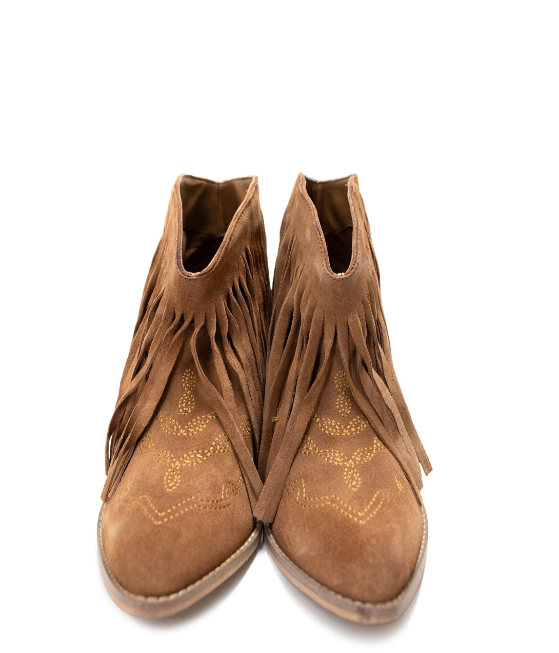 Amos Fringe Ankle Bootie in Tan Suede - Lavish Fix