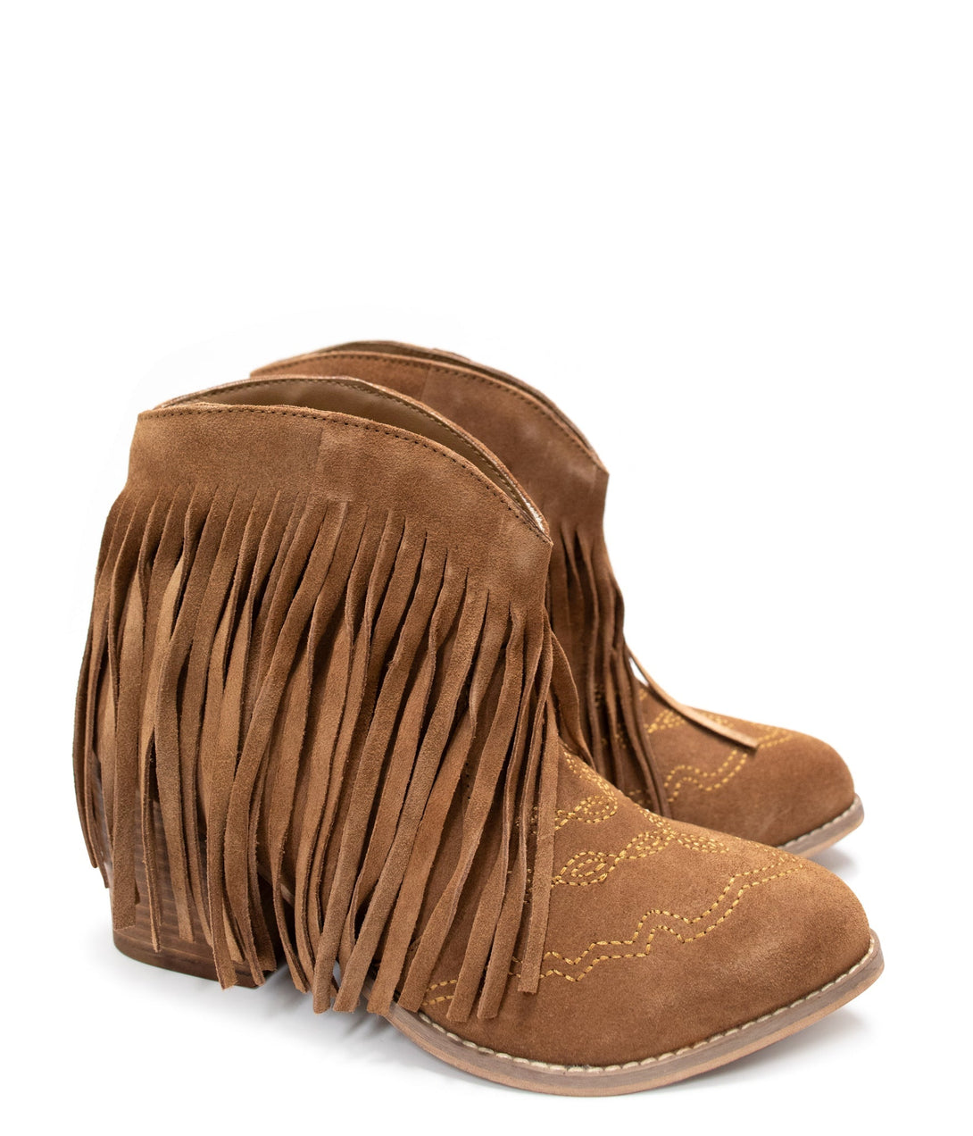 Amos Fringe Ankle Bootie in Tan Suede - Lavish Fix