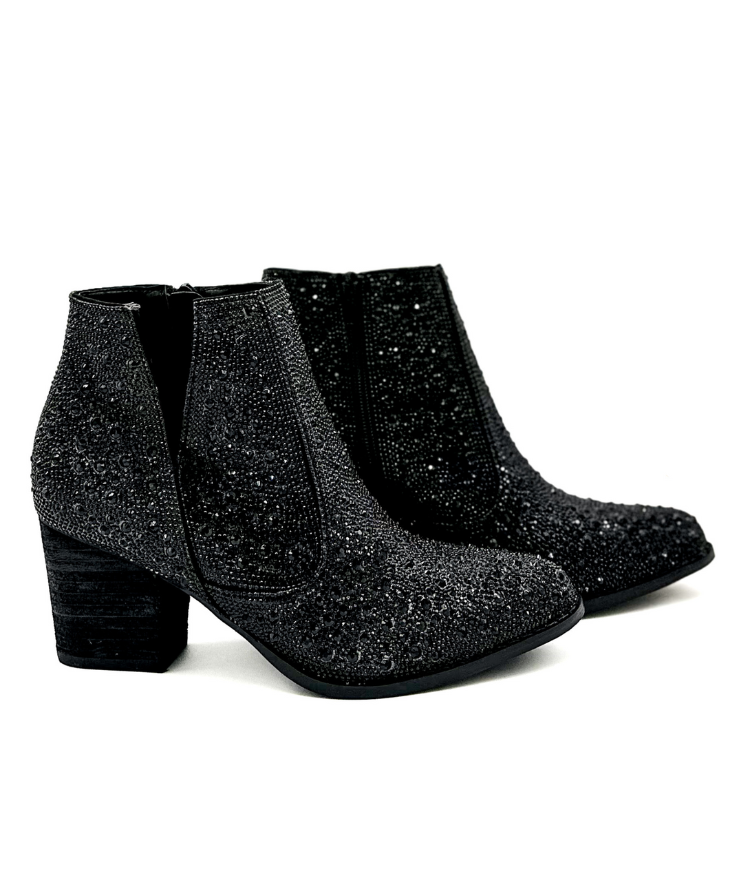 Shine Star Rhinestone Bootie in Black - Lavish Fix