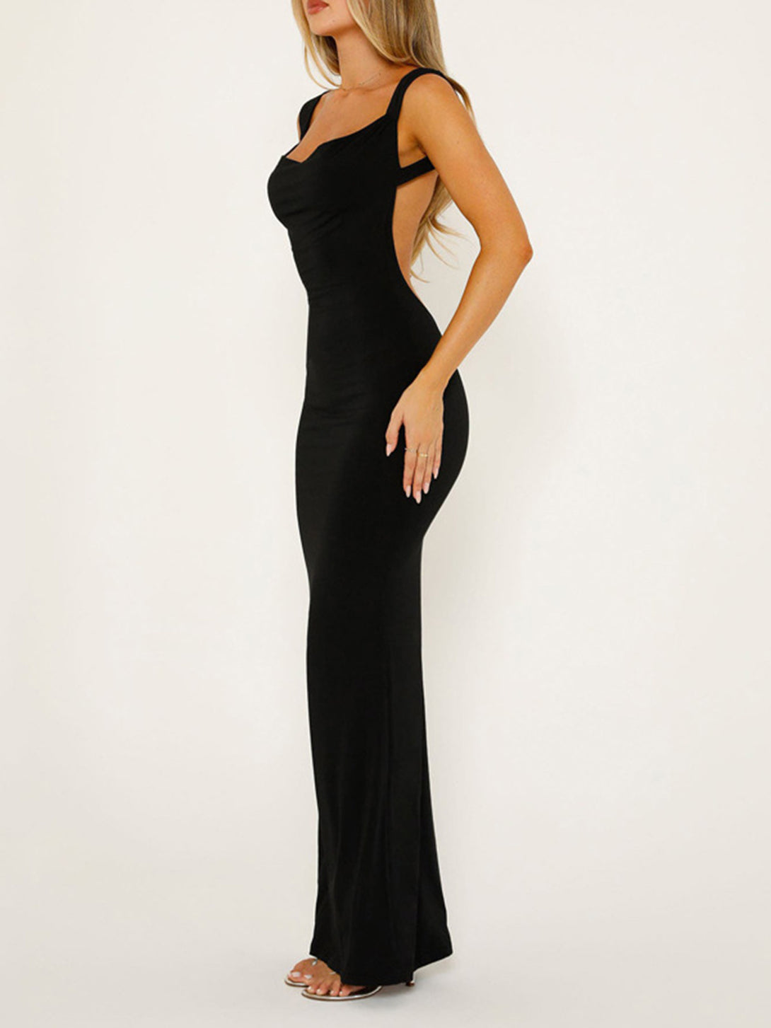 Backless Wide Strap Maxi Dress - Lavish Fix