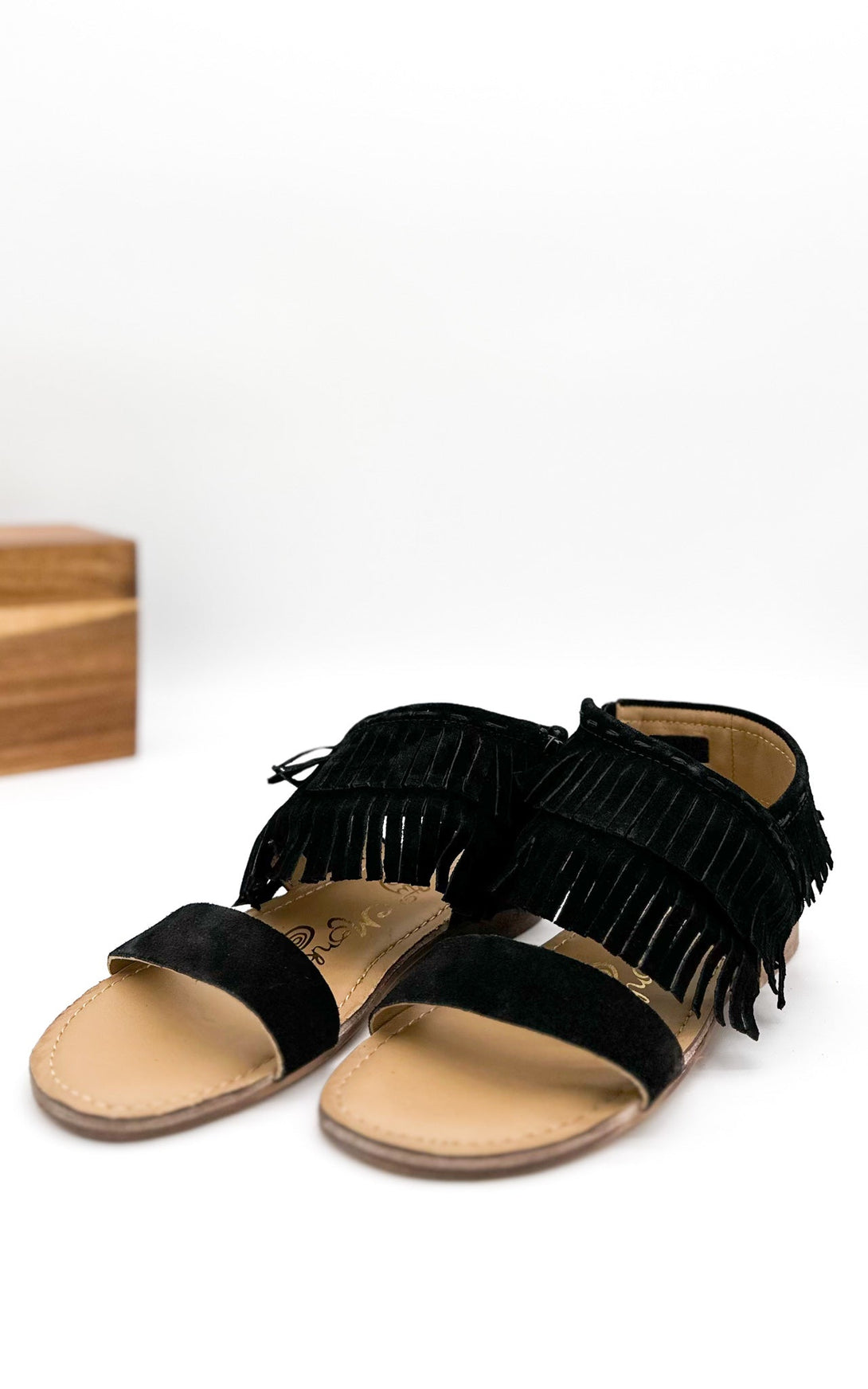 Fringe Star Sandal in Black - Lavish Fix