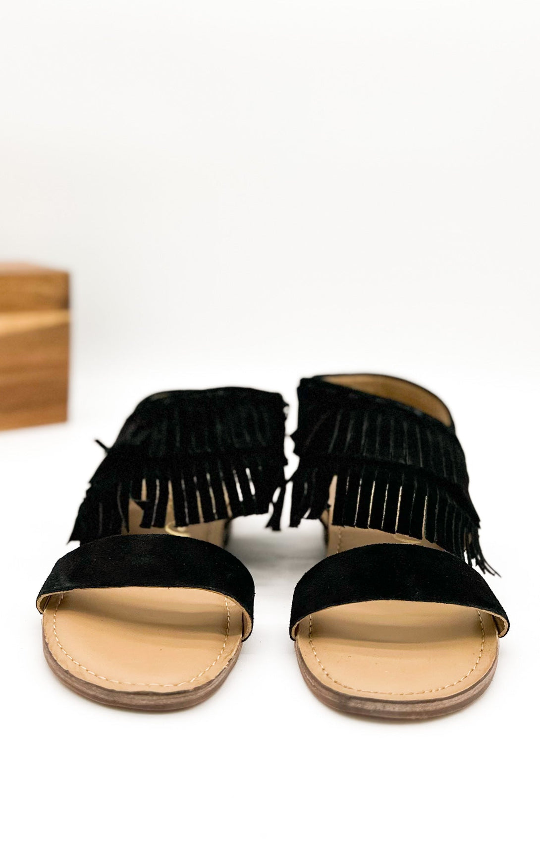 Fringe Star Sandal in Black - Lavish Fix