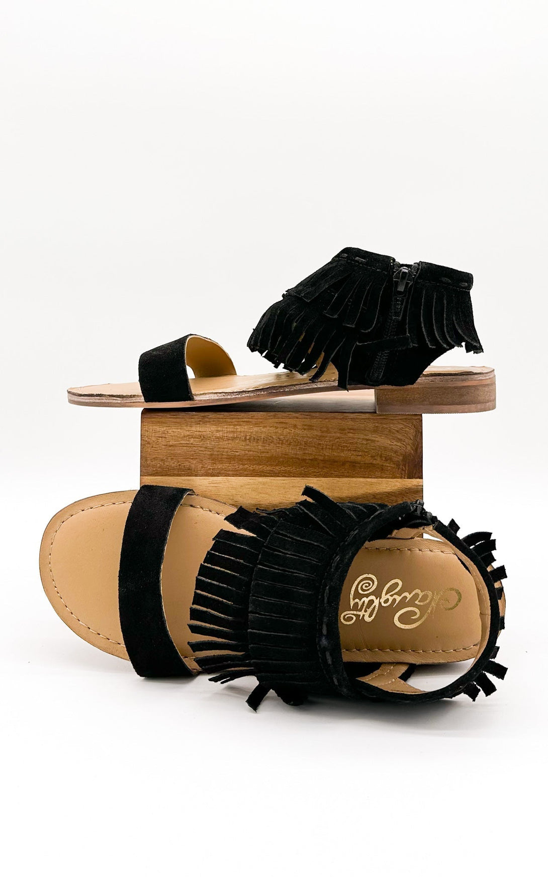 Fringe Star Sandal in Black - Lavish Fix