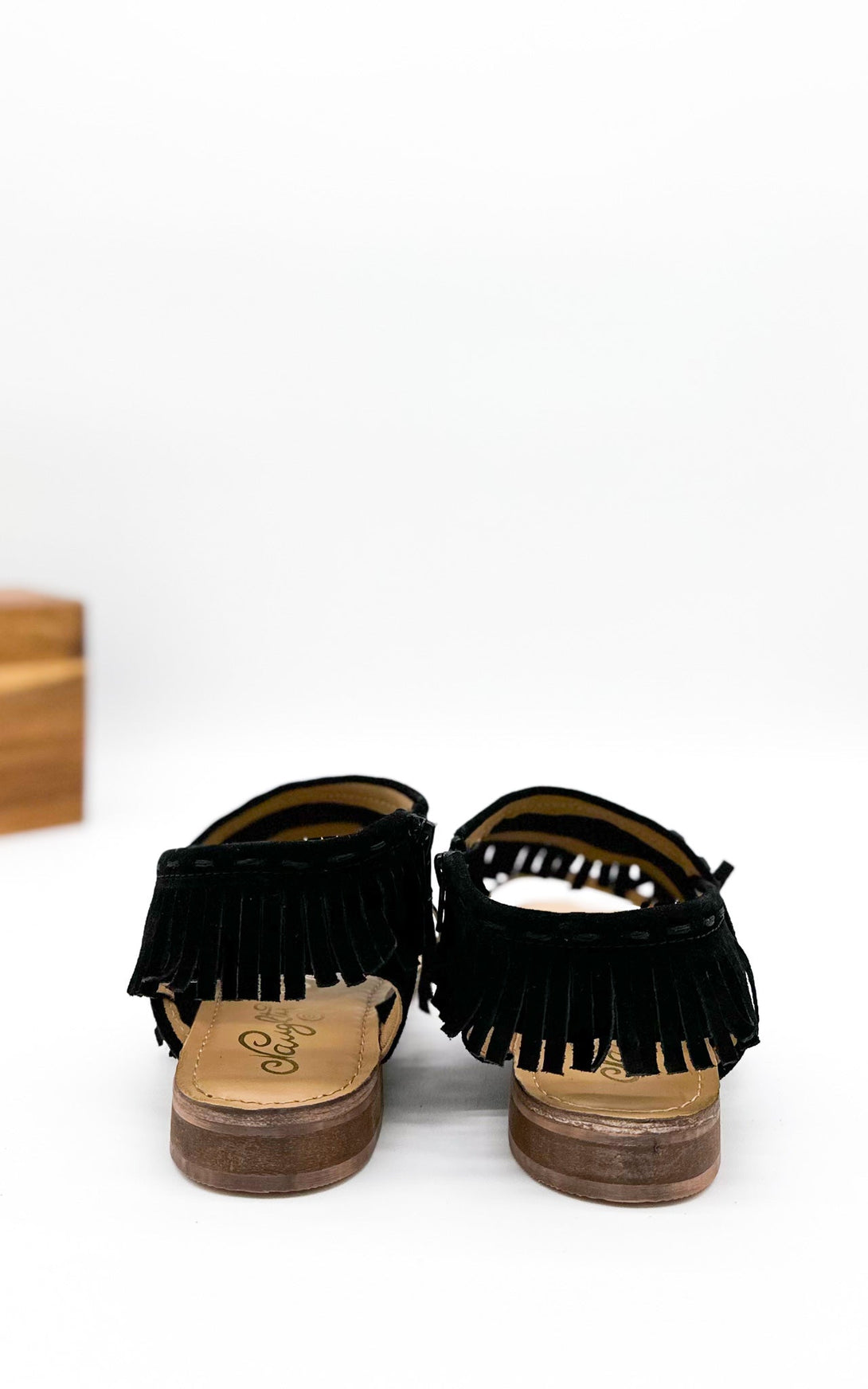 Fringe Star Sandal in Black - Lavish Fix