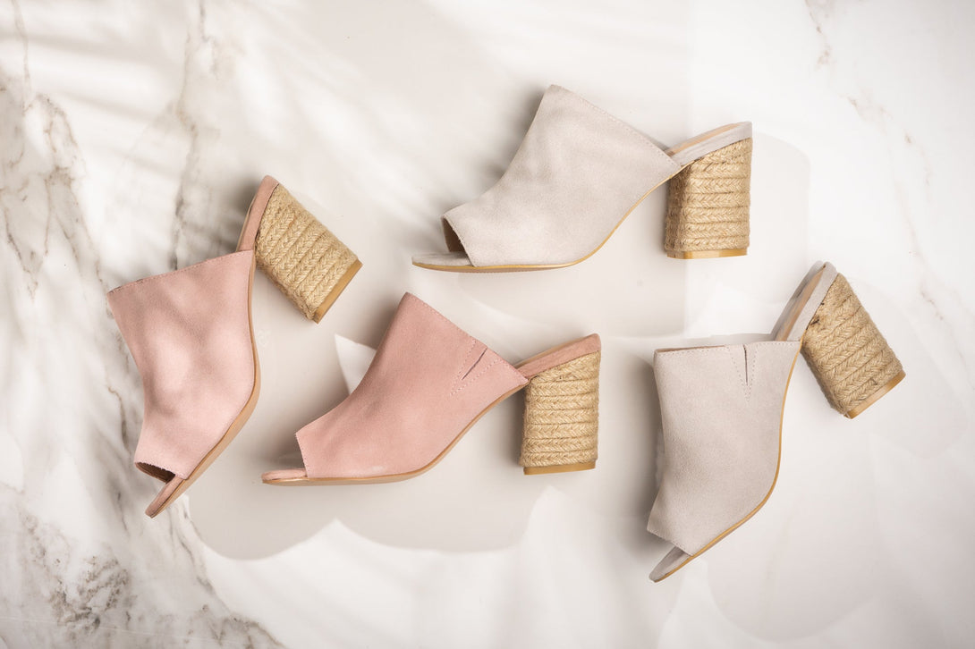 Helena Heeled Sandal in Blush Suede - Lavish Fix