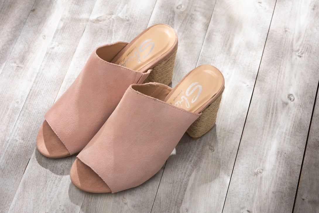 Helena Heeled Sandal in Blush Suede - Lavish Fix