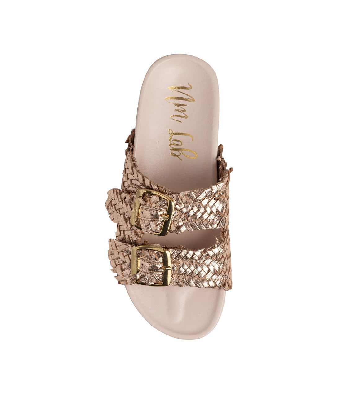 Intertwine Dual Woven Strap Slide in Champagne - Lavish Fix