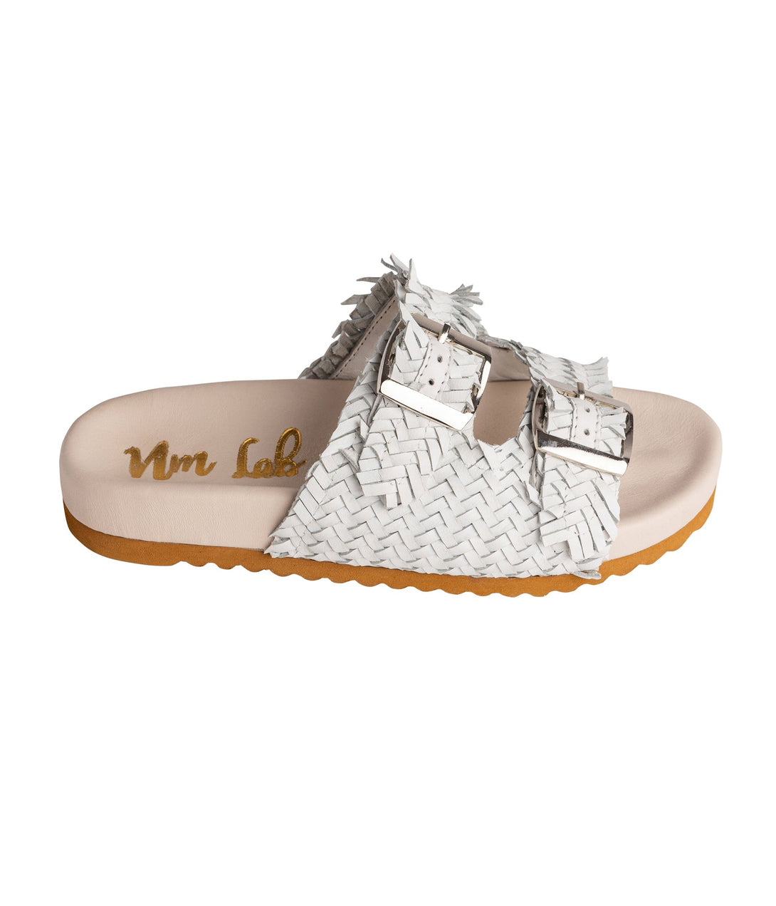 Intertwine Dual Woven Strap Slide in White - Lavish Fix