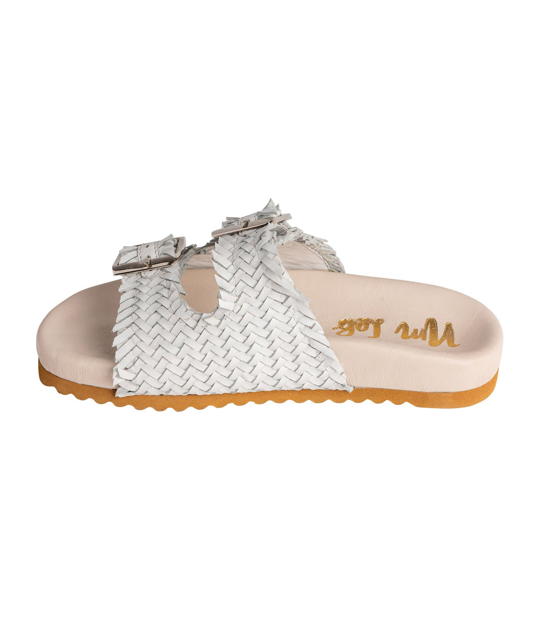 Intertwine Dual Woven Strap Slide in White - Lavish Fix