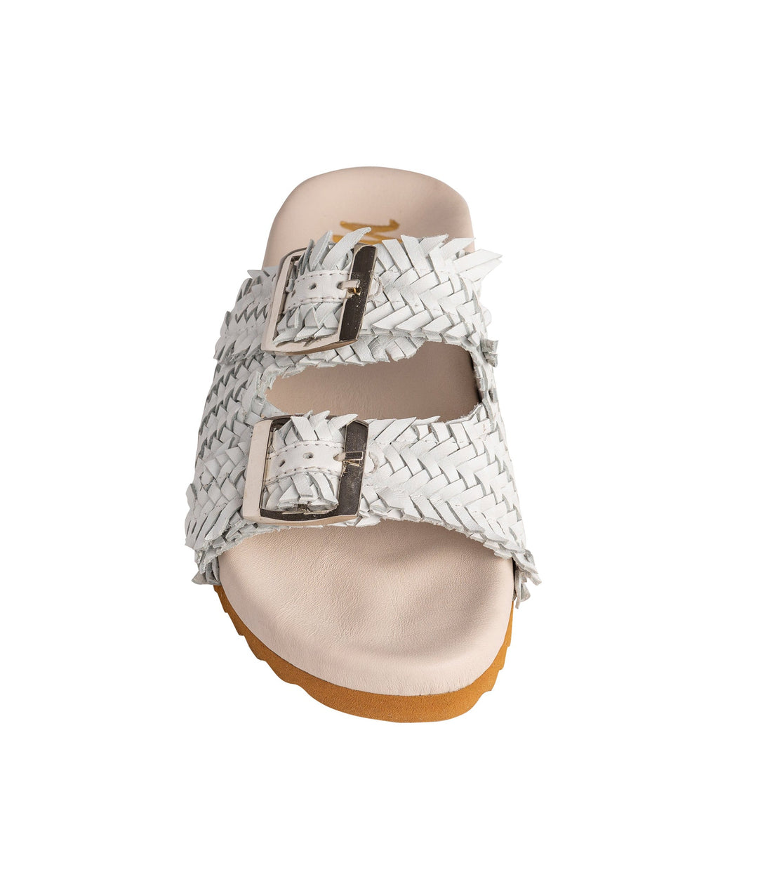 Intertwine Dual Woven Strap Slide in White - Lavish Fix