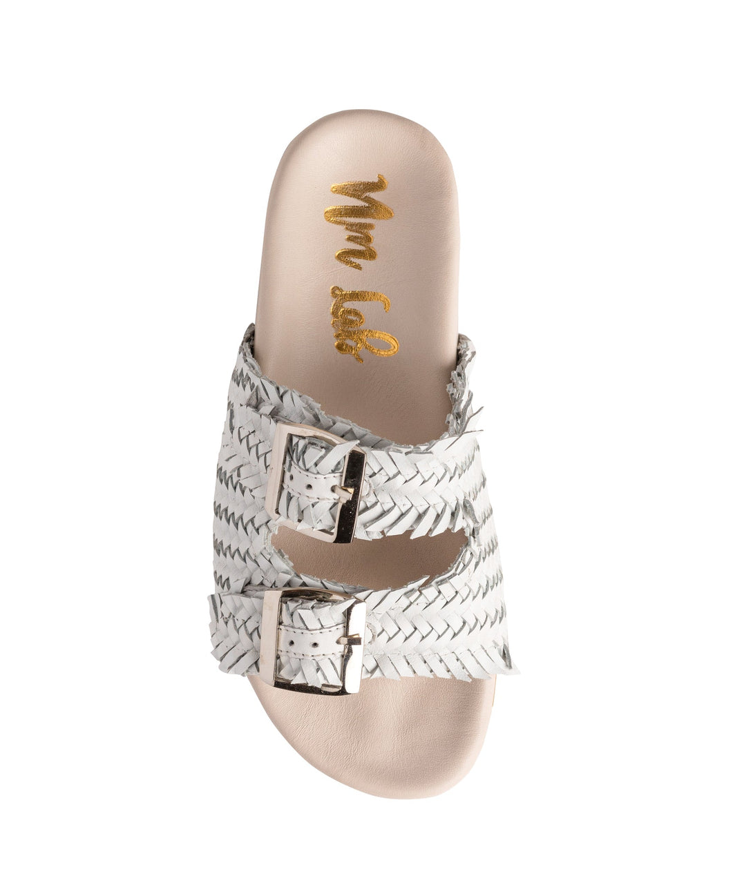 Intertwine Dual Woven Strap Slide in White - Lavish Fix