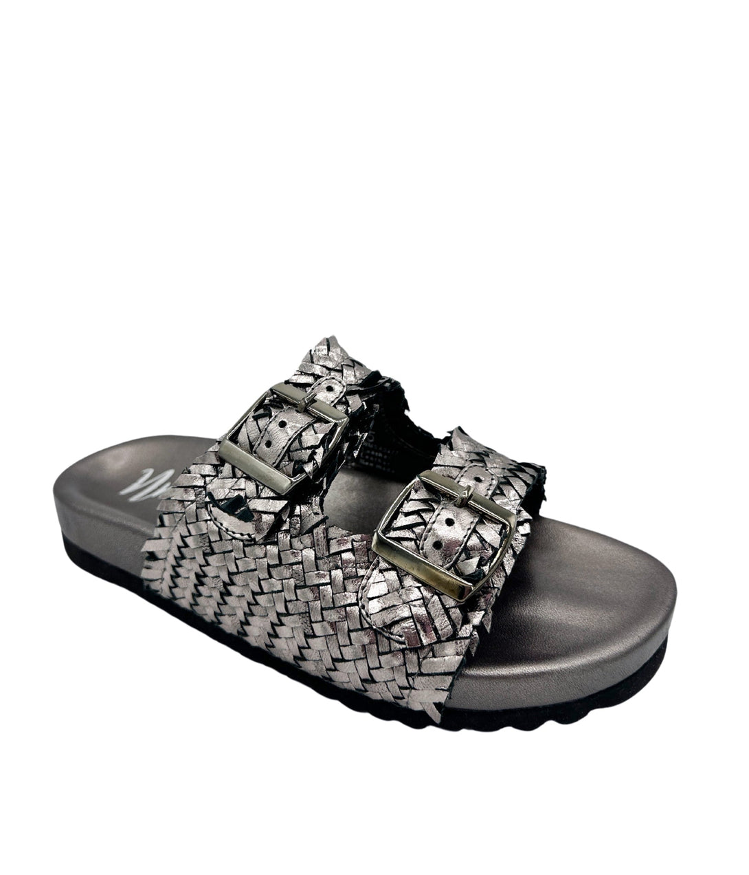 Intertwine Dual Woven Strap Slide in Pewter - Lavish Fix