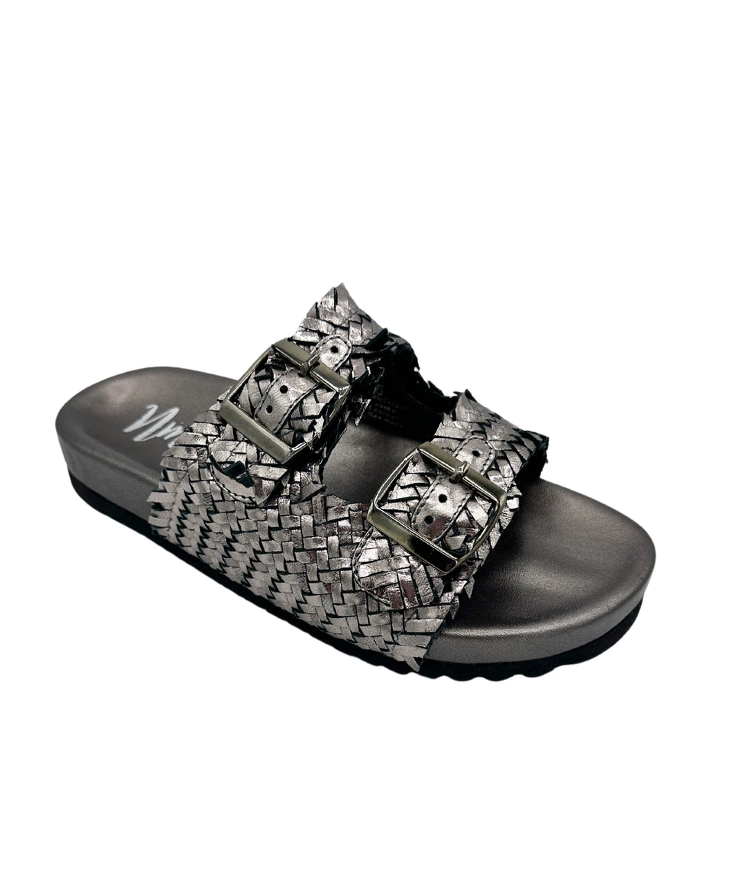 Intertwine Dual Woven Strap Slide in Pewter - Lavish Fix