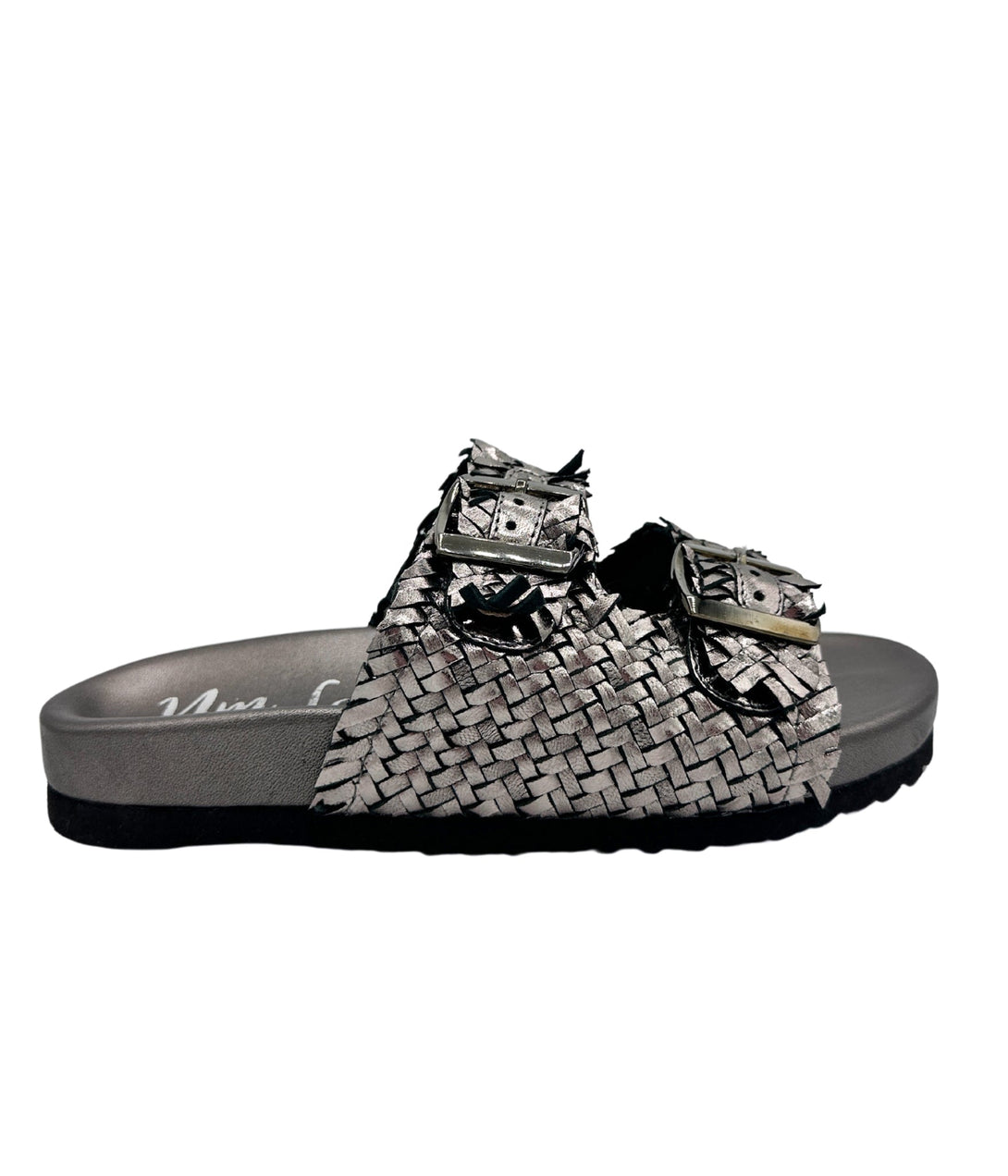 Intertwine Dual Woven Strap Slide in Pewter - Lavish Fix