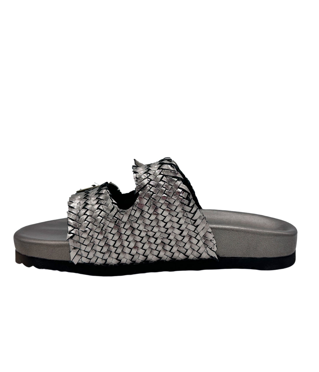 Intertwine Dual Woven Strap Slide in Pewter - Lavish Fix