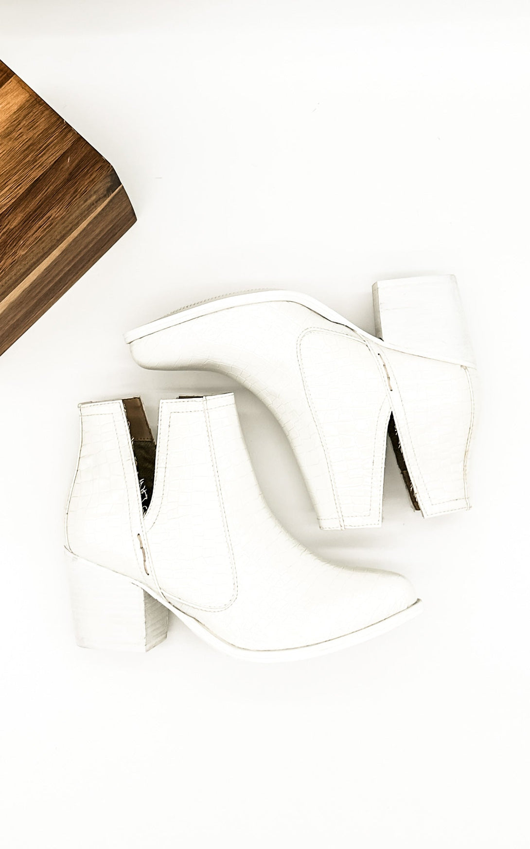 Tarim Bootie in White Croc - Lavish Fix