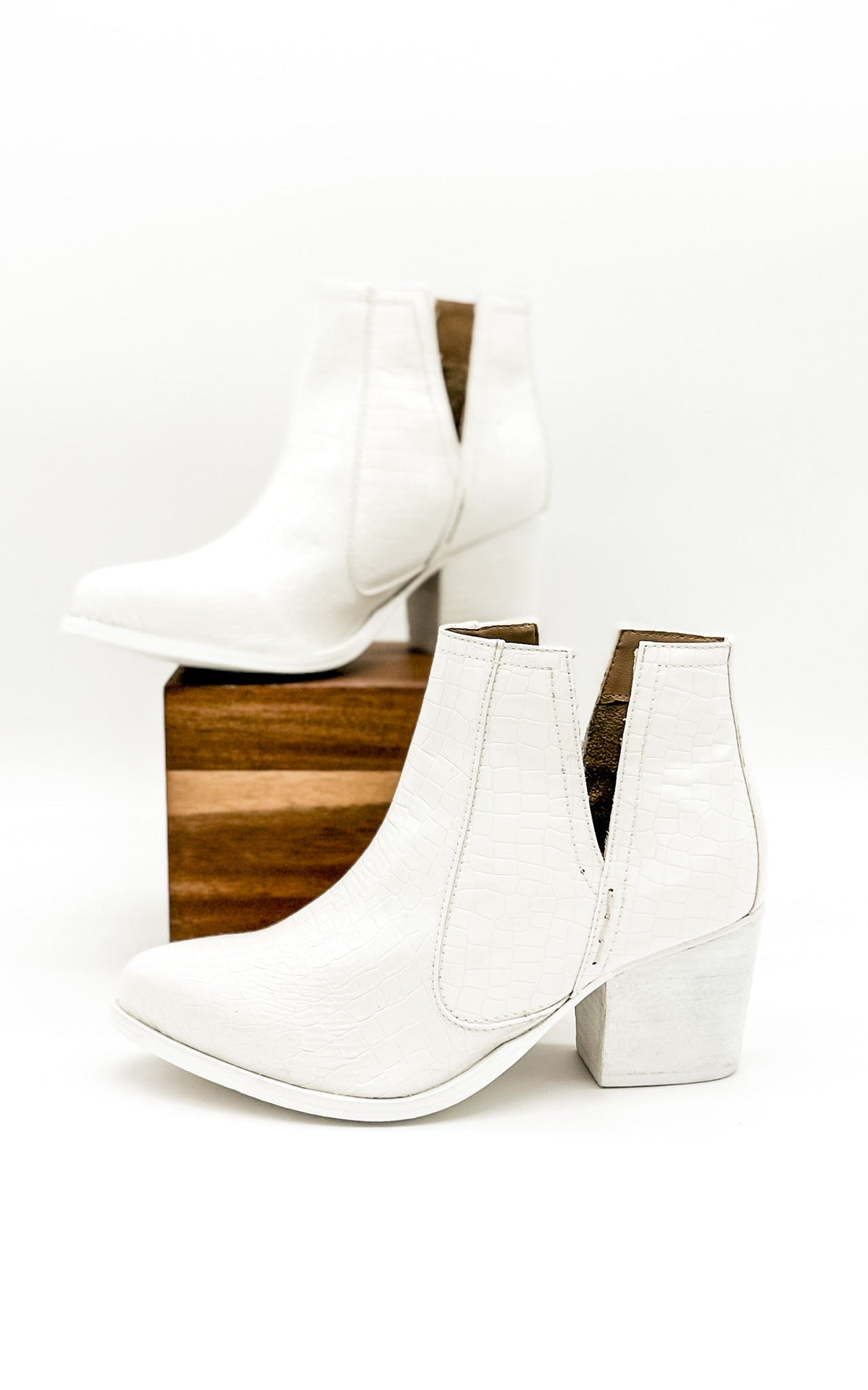 Tarim Bootie in White Croc - Lavish Fix