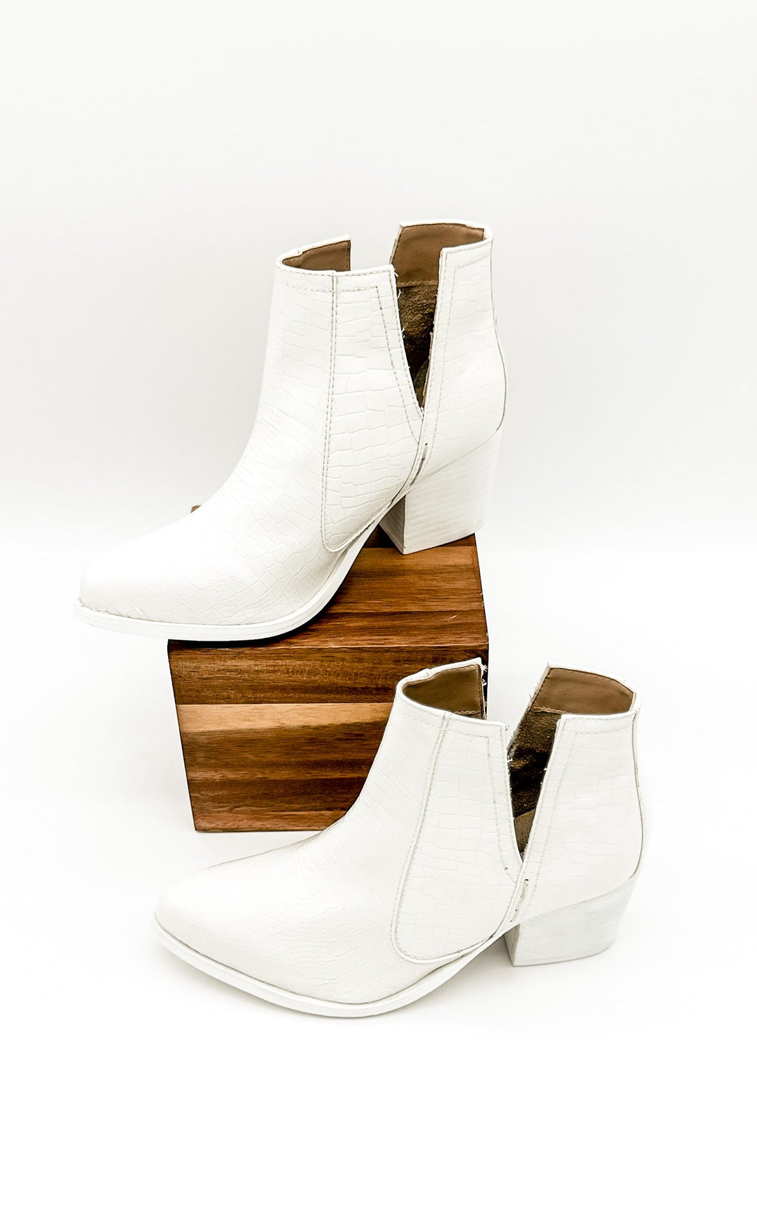 Tarim Bootie in White Croc - Lavish Fix