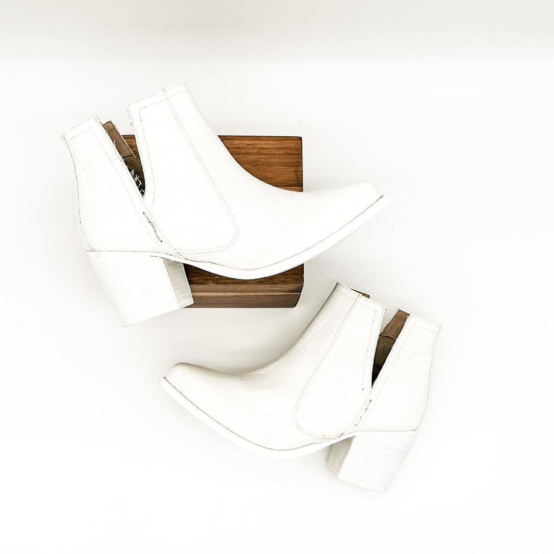 Tarim Bootie in White Croc - Lavish Fix