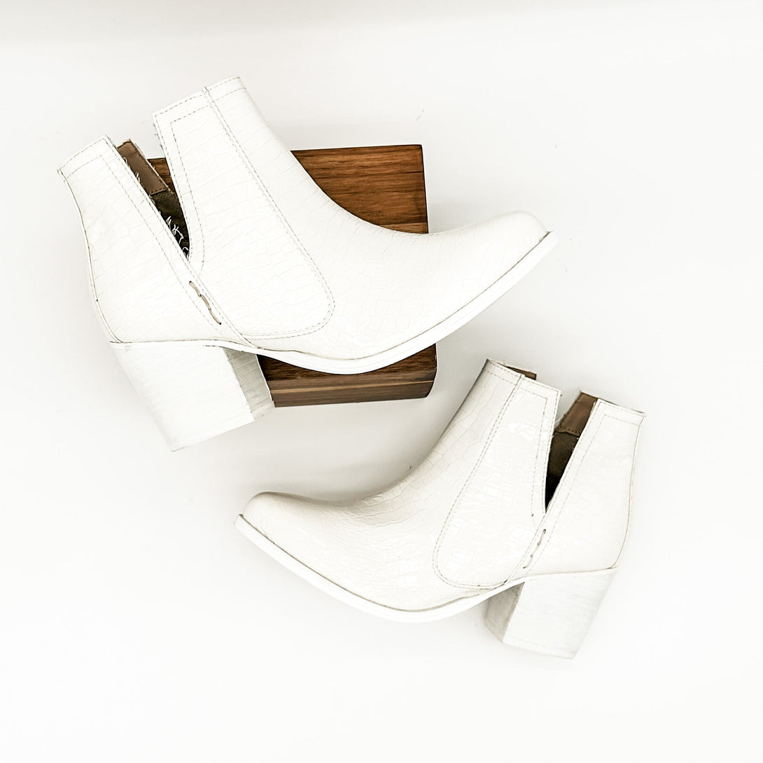 Tarim Bootie in White Croc - Lavish Fix