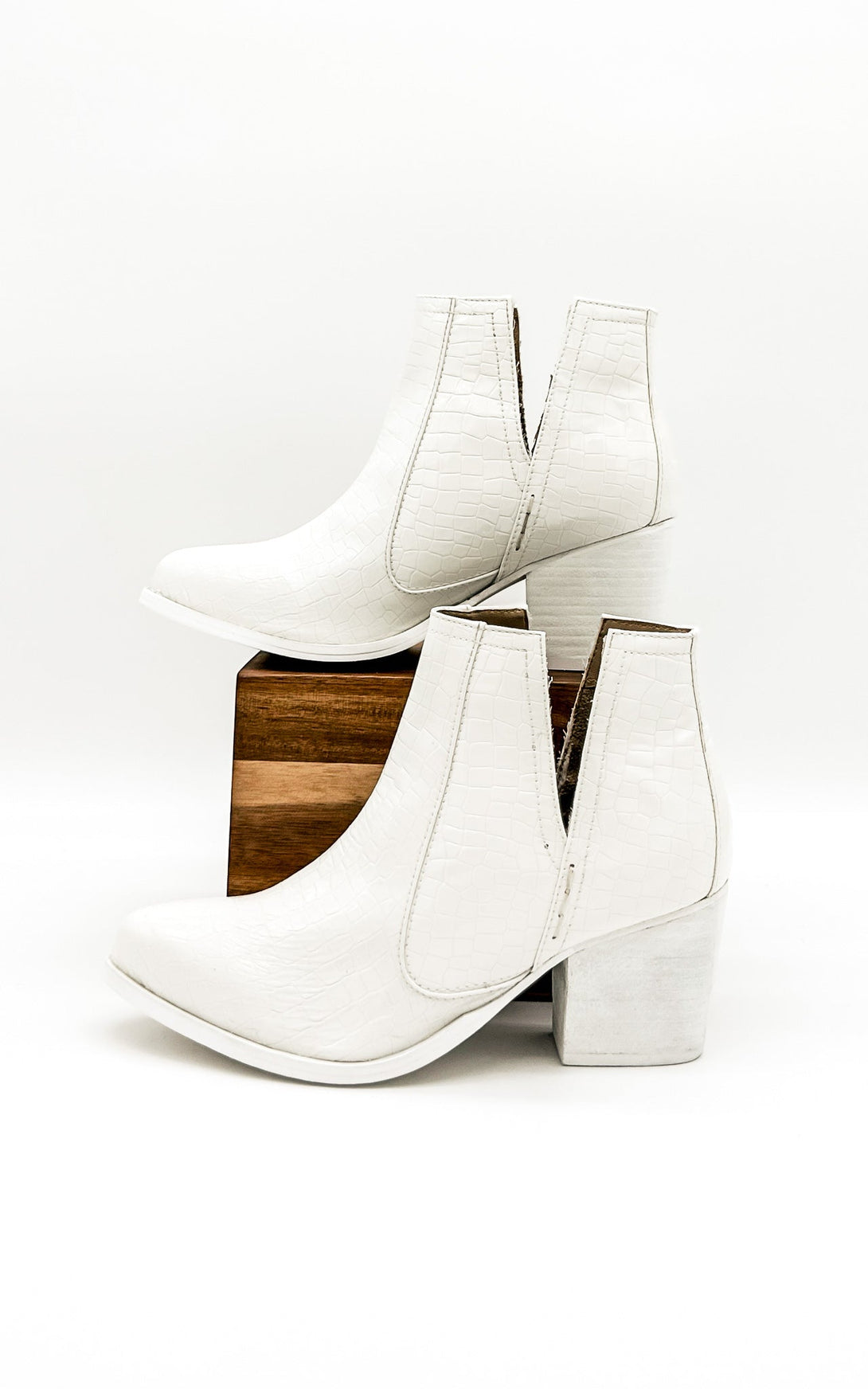 Tarim Bootie in White Croc - Lavish Fix