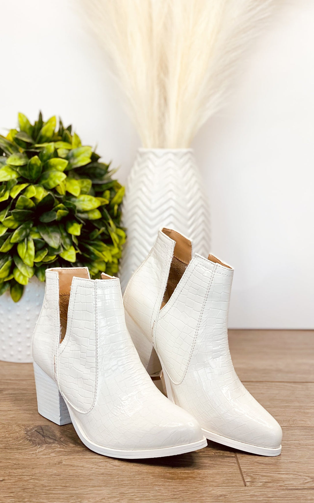 Tarim Bootie in White Croc - Lavish Fix