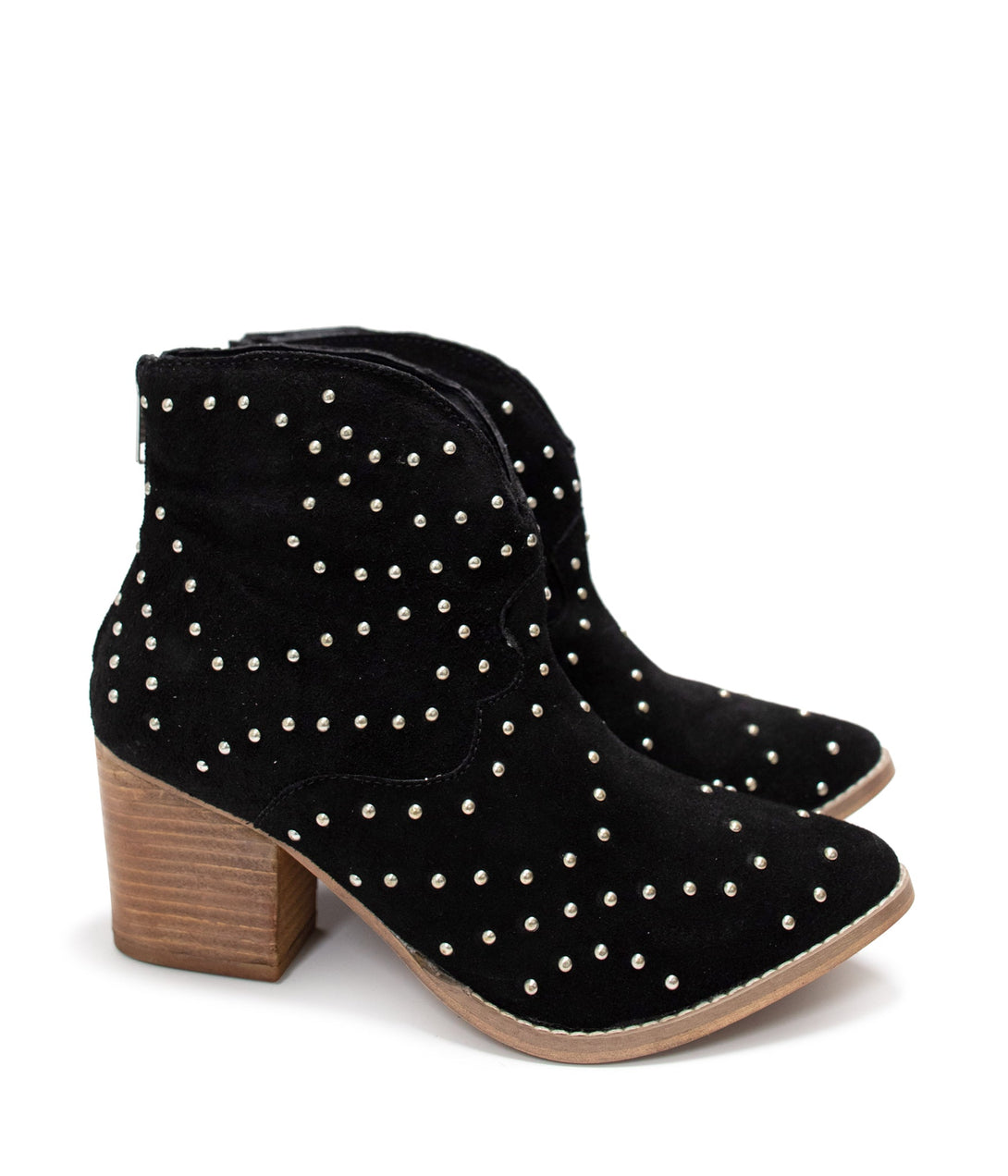 Twilight Studded Heeled Ankle Boot in Black - Lavish Fix