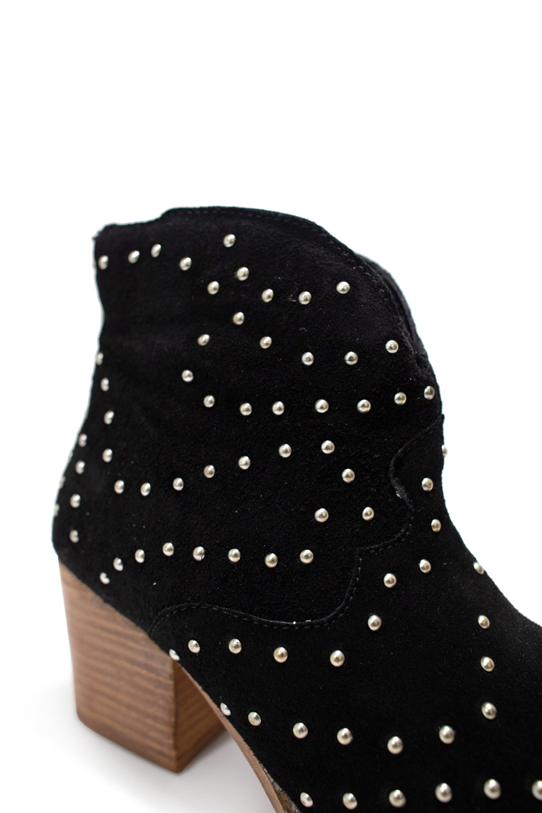 Twilight Studded Heeled Ankle Boot in Black - Lavish Fix