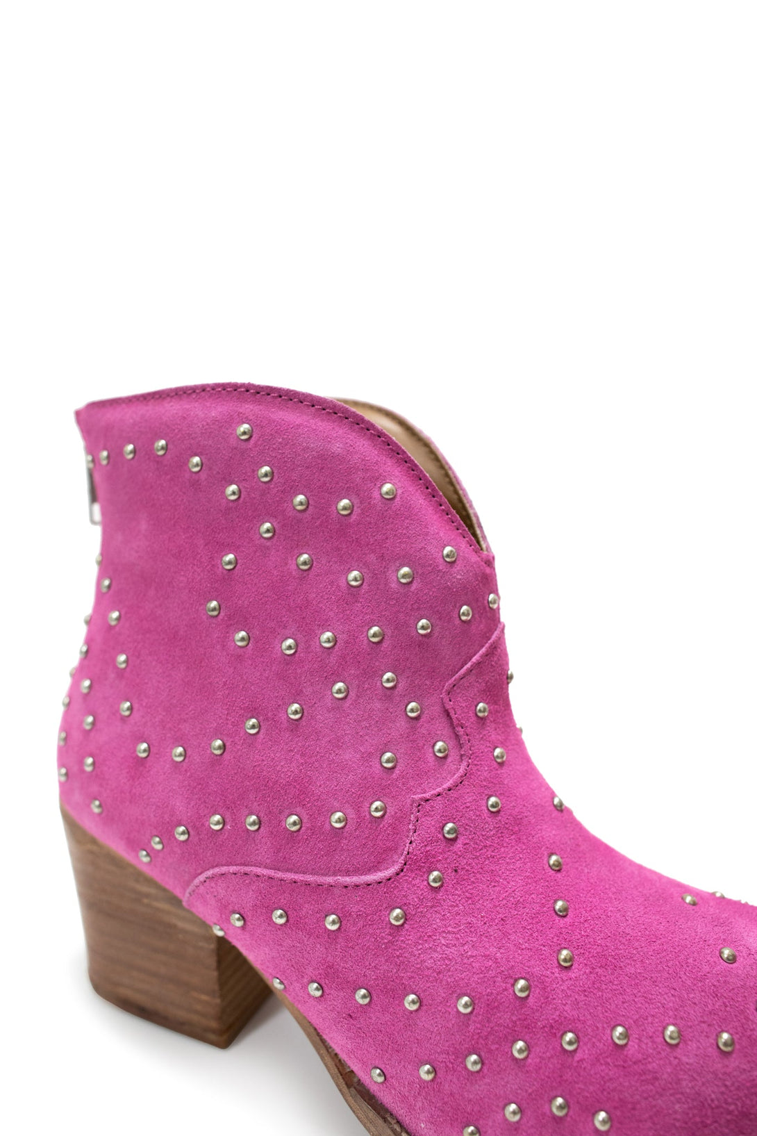 Twilight Studded Heeled Ankle Boot in Magenta - Lavish Fix