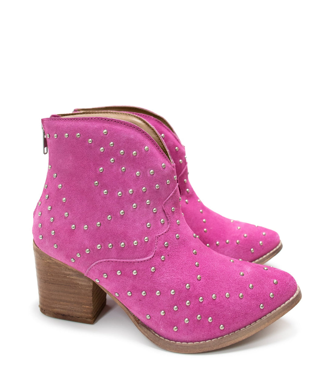 Twilight Studded Heeled Ankle Boot in Magenta - Lavish Fix