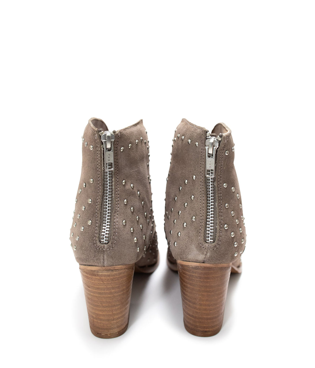 Twilight Studded Heeled Ankle Boot in Taupe - Lavish Fix